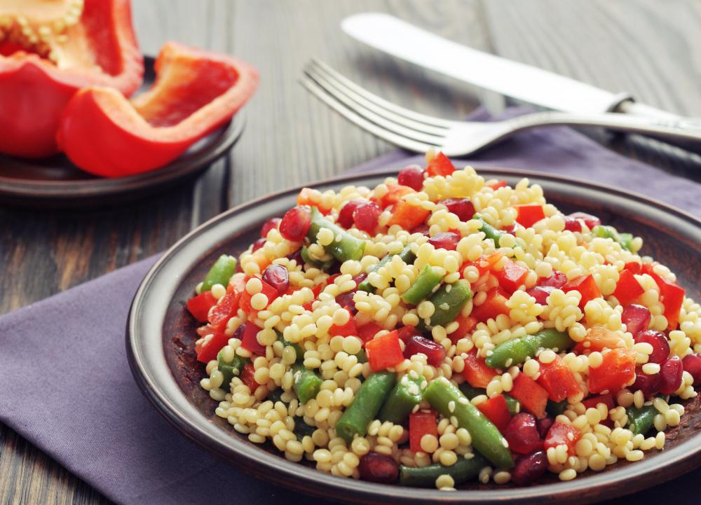 Vegetarian entrees typically contain vegetables and whole grains.