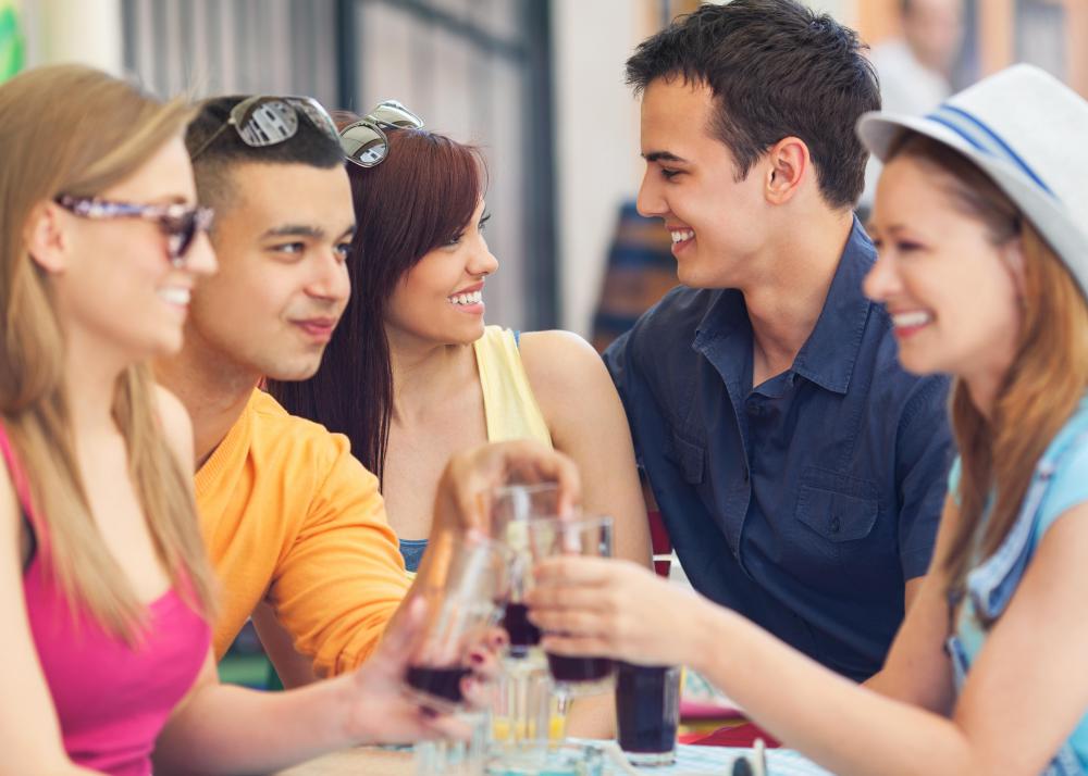Soju is commonly associated with a gathering of friends.
