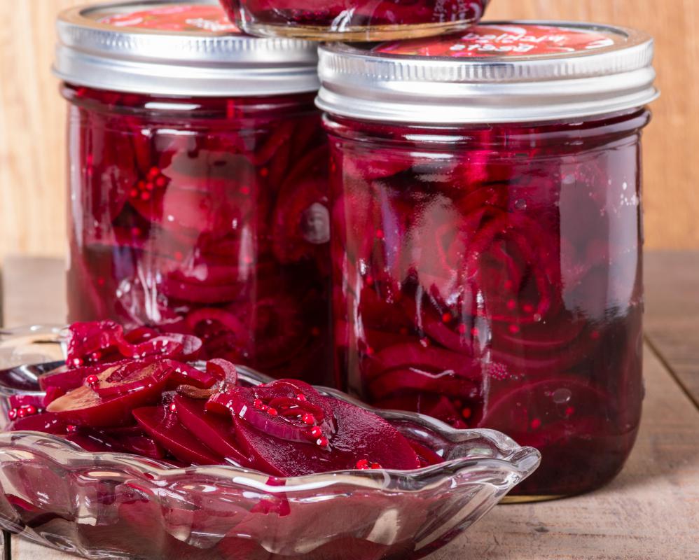 Head cheese is often accompanied by pickled beets.