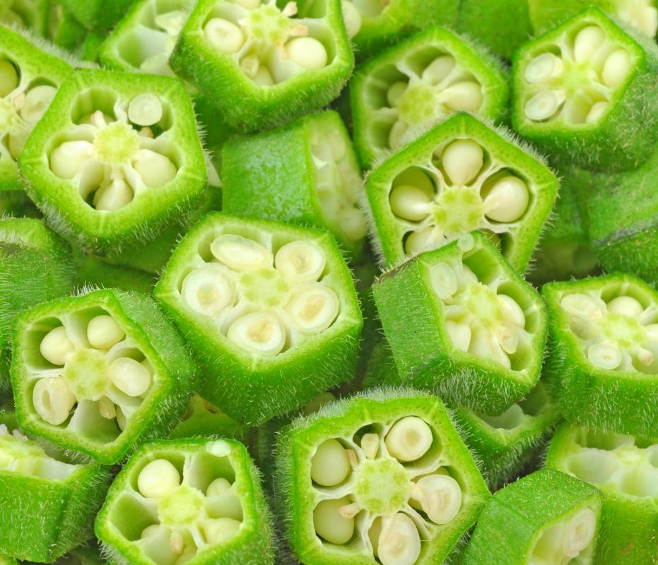 Sliced okra is often used on soba noodles.