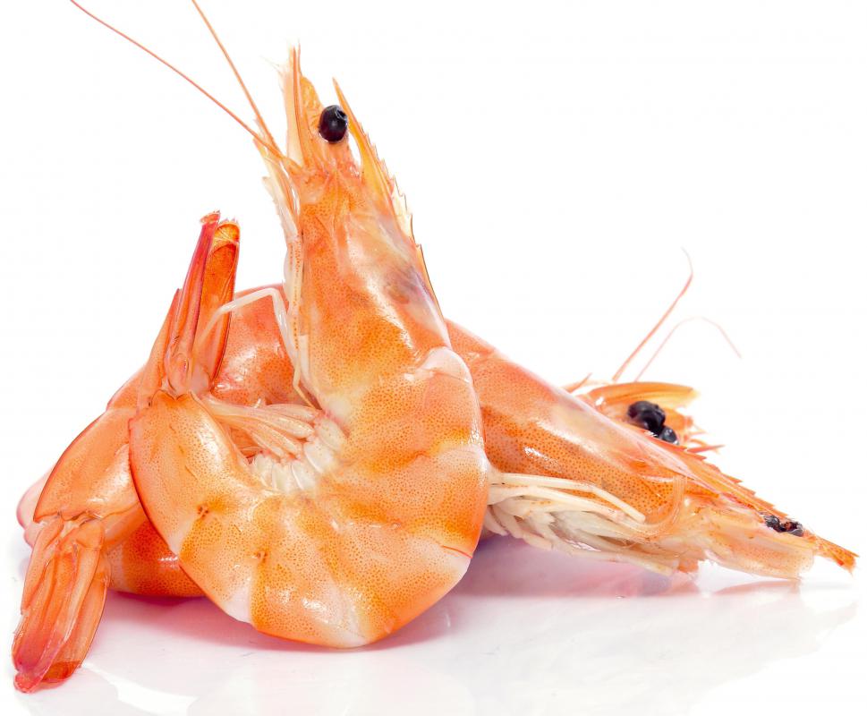 Farm-raised shrimp.