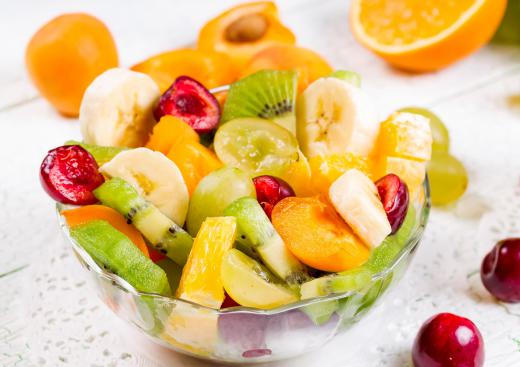 Dessert salads may begin as a fruit salad before sweet additions are made.