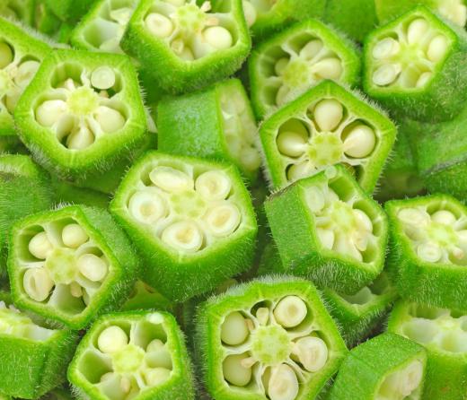 Sliced okra is often used on soba noodles.