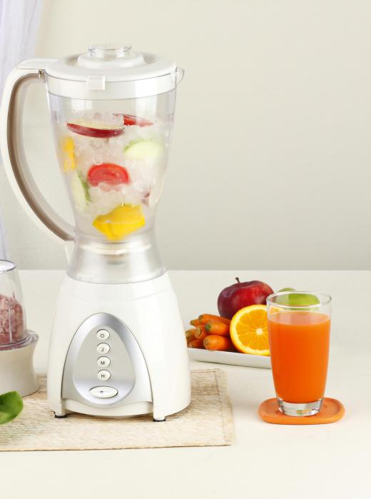 Smoothie blenders mix ice, fruits, and juices together to make a smoothie.