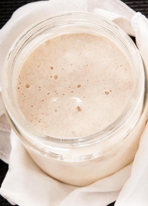 Sourdough starter ferments for days before use.