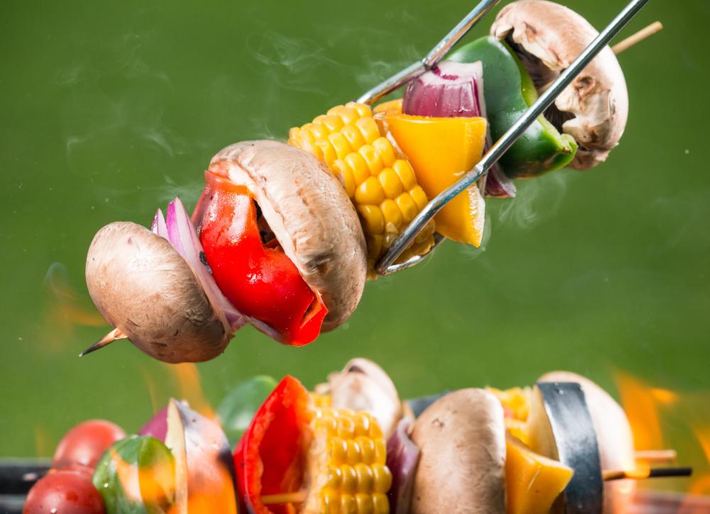 Some kebabs are made solely using vegetables.