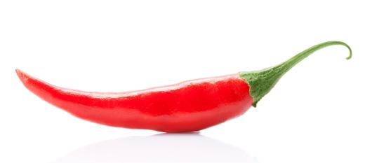 A cayenne pepper, which is included in some hot sauces.