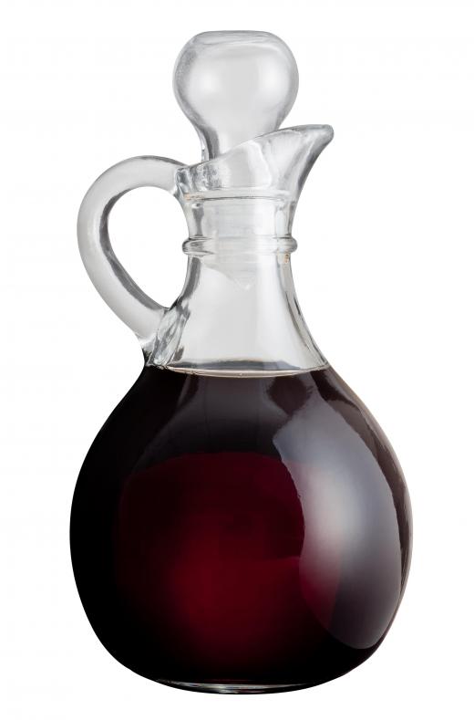 Balsamic vinegar, which can be used to dress a pea salad.