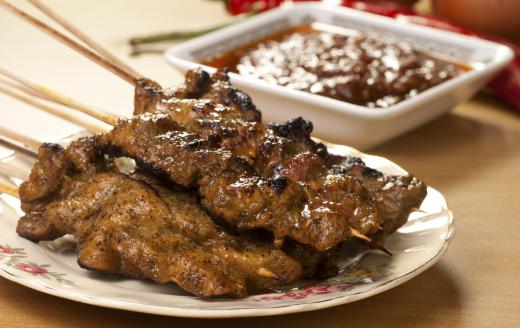 Beef Satay is often served with a peanut sauce.