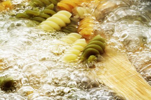 Pasta at a rolling boil.