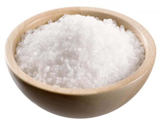 A bowl of kosher salt, which is used to brine brisket.