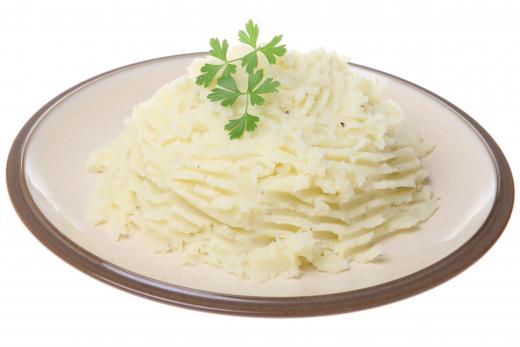 Mashed potatoes, which are used in making pie and mash.