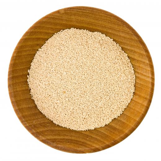 A bowl of active dry yeast, which is used in making kugelhopf.