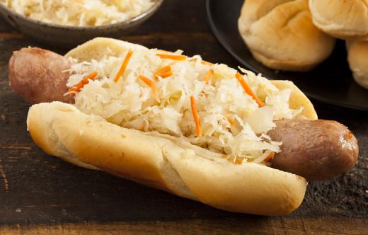 Sauerkraut is often featured with corn dogs and bratwursts.