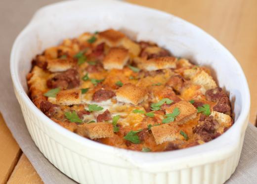 Casseroles are popular dishes people bring to a potluck.