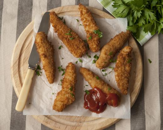 The goujon technique can be applied to chicken fillets.