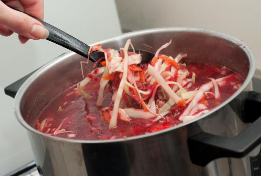 Borscht is a popular soup made from beets.