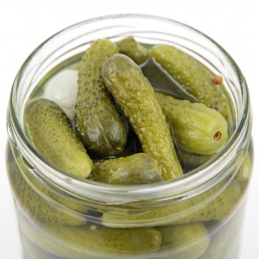 Cornichons in a jar.