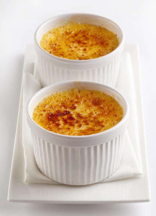 Many restaurants serve creme brûlée in a large ramekin.