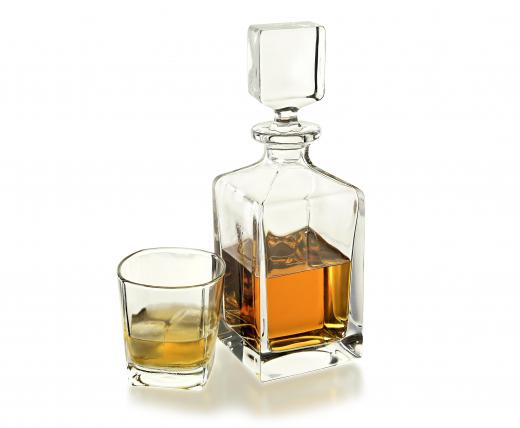 A crystal whiskey decanter.