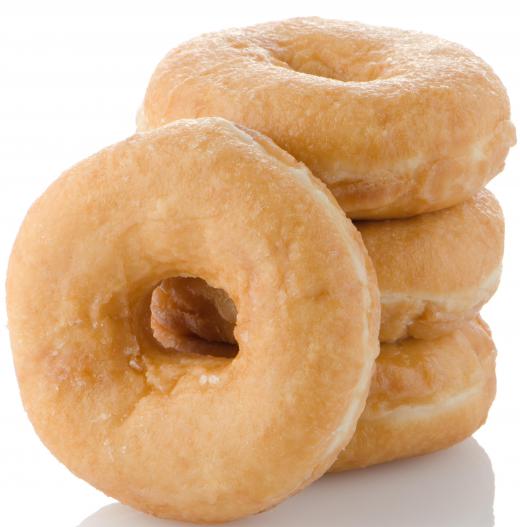 Doughnuts are sweet, fried pastries that are eaten for dessert or breakfast.