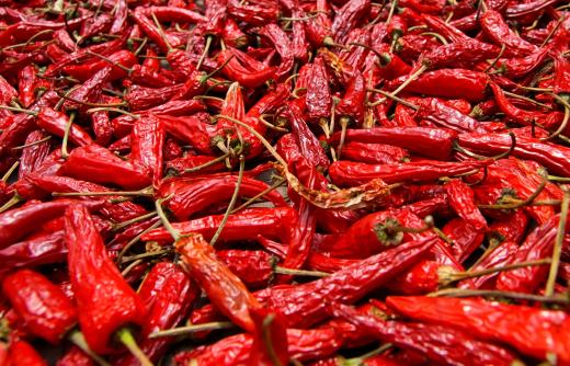 Dried chili peppers, one of the ingredients in crushed red pepper.