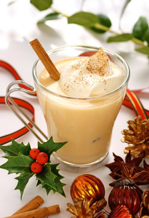 Nutmeg and cinnamon can be added to eggnog.