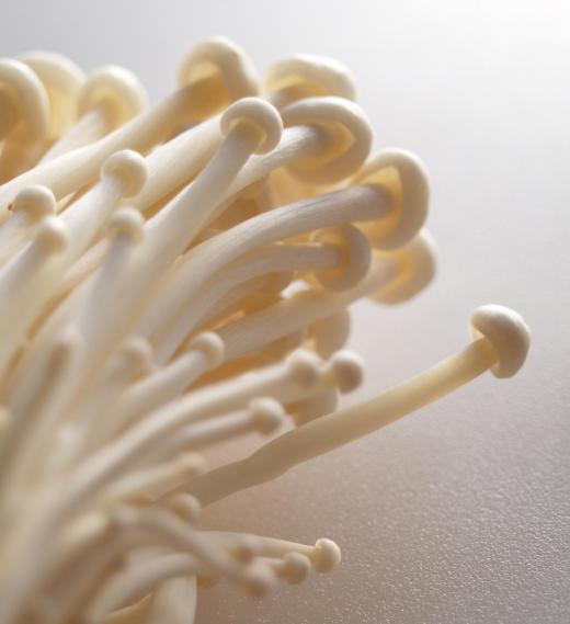 Enoki mushrooms.