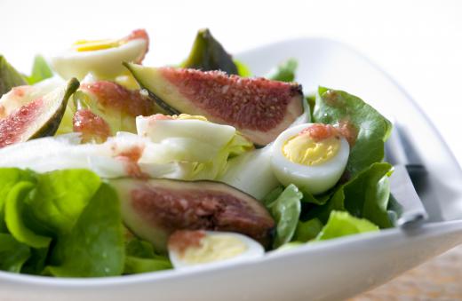 Fig salad with hardboiled eggs.