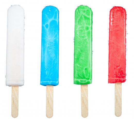 Popsicles, including one made with strawberry syrup.