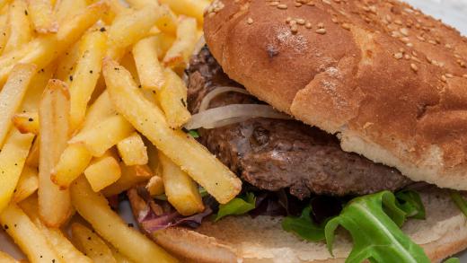 Burgers are popular takeout foods.