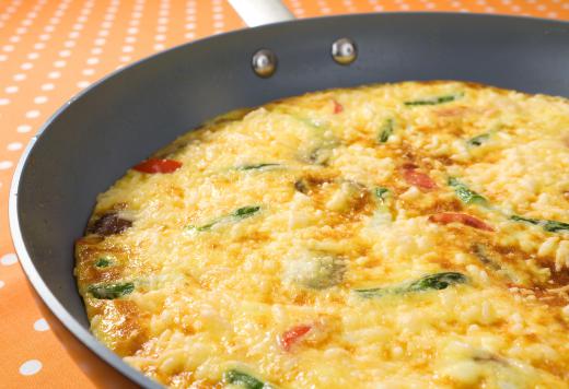 Frittata in a skillet.