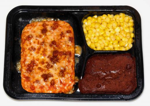 A "TV dinner", which is a pre-cooked frozen dinner for one person, is usually called a frozen dinner today.