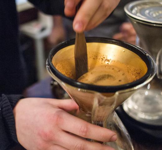 A gold coffee filter.