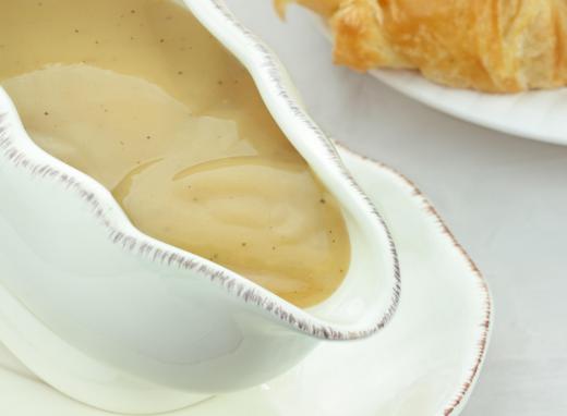 Gravy can be made from the pan drippings of various meats.