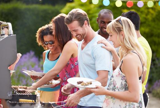 An ice cream cake is a nice dessert for a backyard cookout.