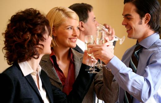 People drinking champagne.