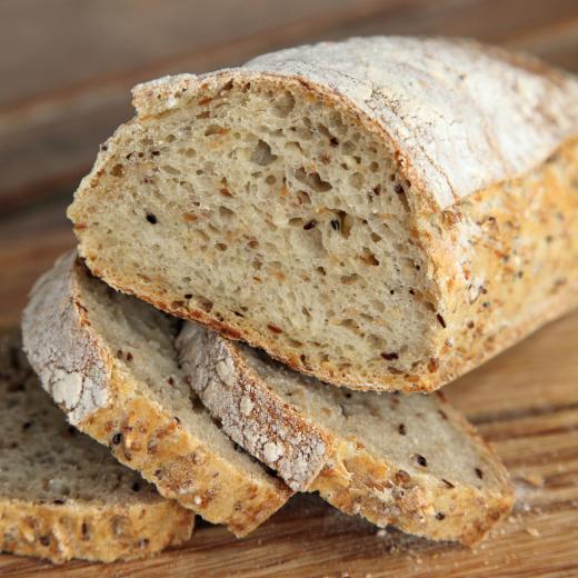 Bread with sesame seeds in it.