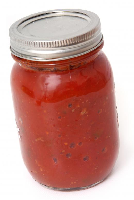 A jar of marinara sauce.