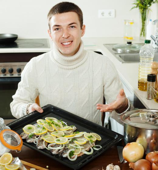 Many roasting pans come with roasting racks.