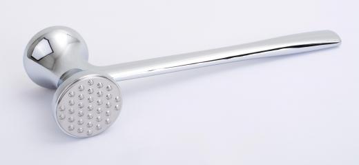 A meat tenderizer, which can be used to tenderizer round steak.