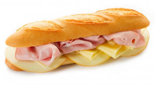 Sandwich with two types of sliced cheese.