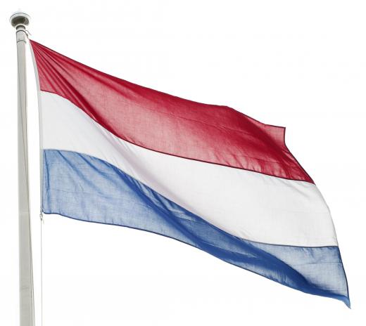 The flag flown by the Netherlands, where dragon tongue beans orignated.