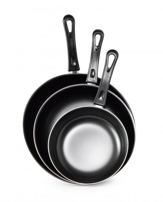 A set of non-stick frying pans.