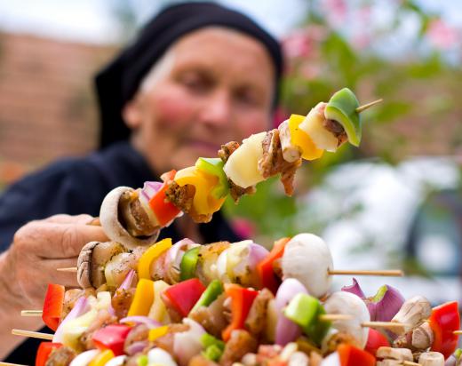 Wooden skewers are inexpensive and disposable.