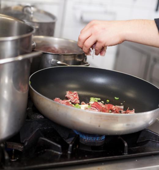 A pan needs to be very hot for searing steak.