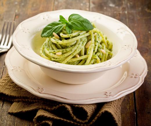 A stoneware pasta bowl and plate.