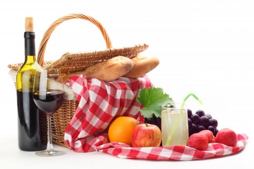 A picnic basket with food.