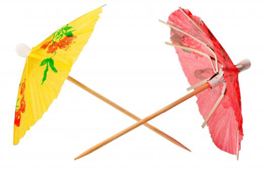 Cocktail umbrellas are used as colorful garnishes with frozen and mixed cocktails.