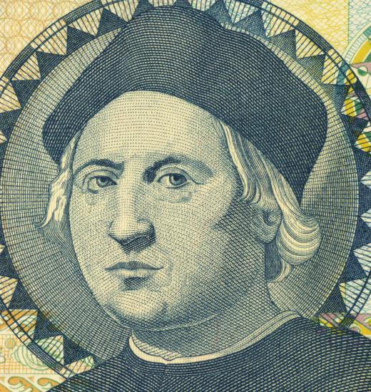 A portrait of Christopher Columbus, who introduced the cayenne pepper to Europe.